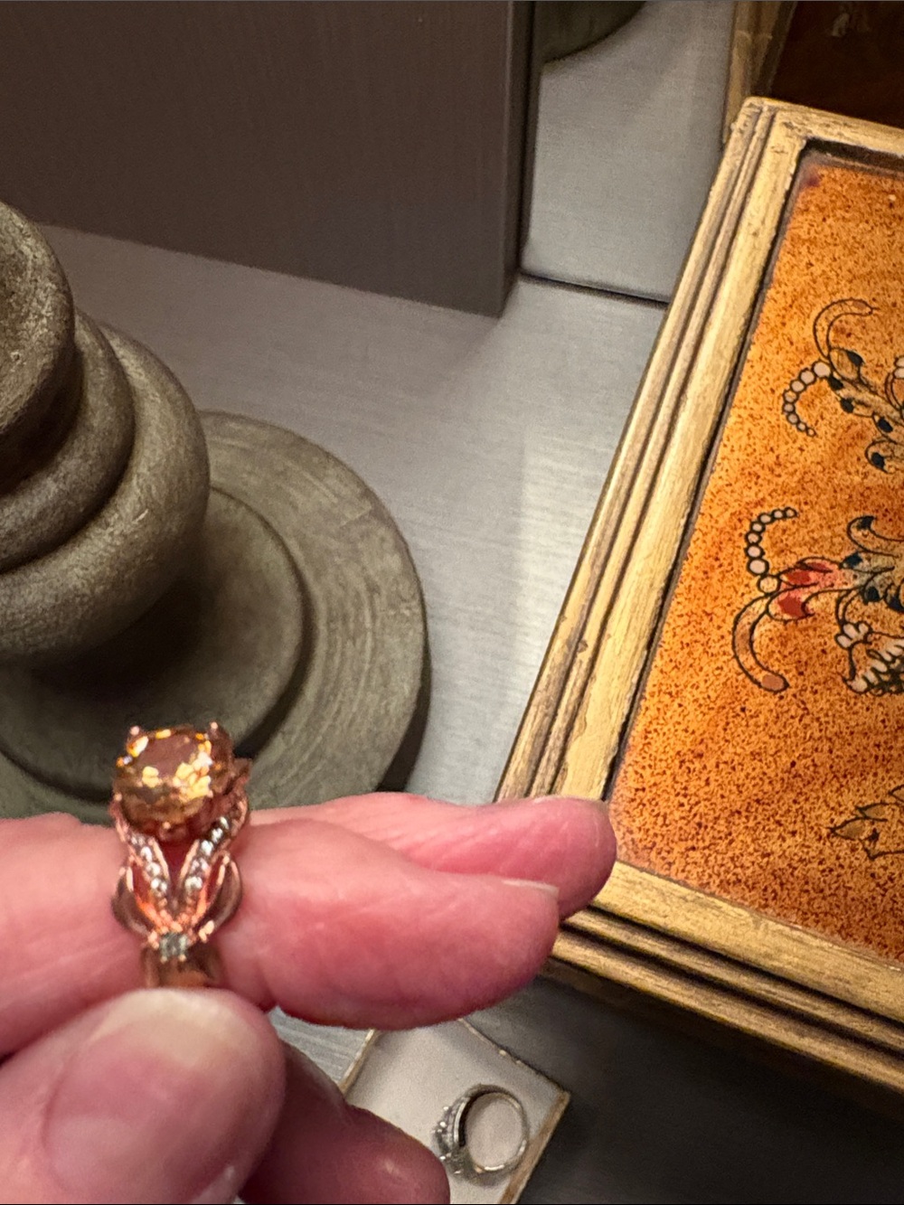 Rose Gold Citrine Floral Halo Ring - Women Jewelry
